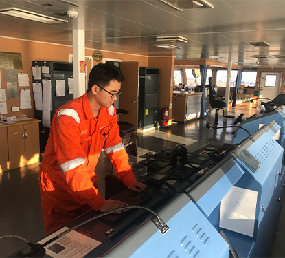 Service Technician working on board of a vessel