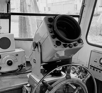 The Radio-Holland motorboat promoting the first Kelvin Hughes 14/9 river radar.