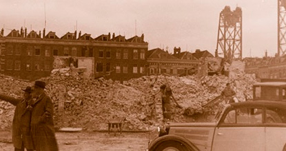 The Radio-Holland building at De Boompjes after the bombardment.