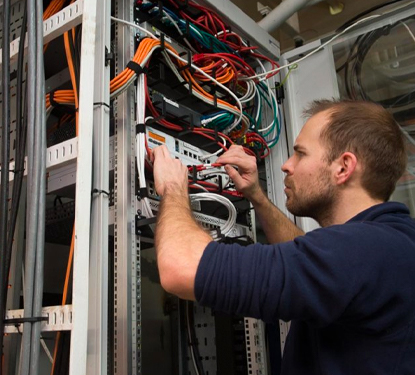 Engineer working on 19Inch rack