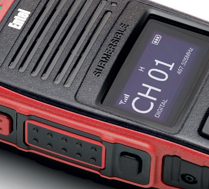 Detail of the Entel DTEx Series Firefighter Radio