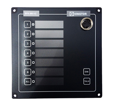 SPA-M6-V2 PA Panel Single with 6 zones, All Call, Dimmer, Flush